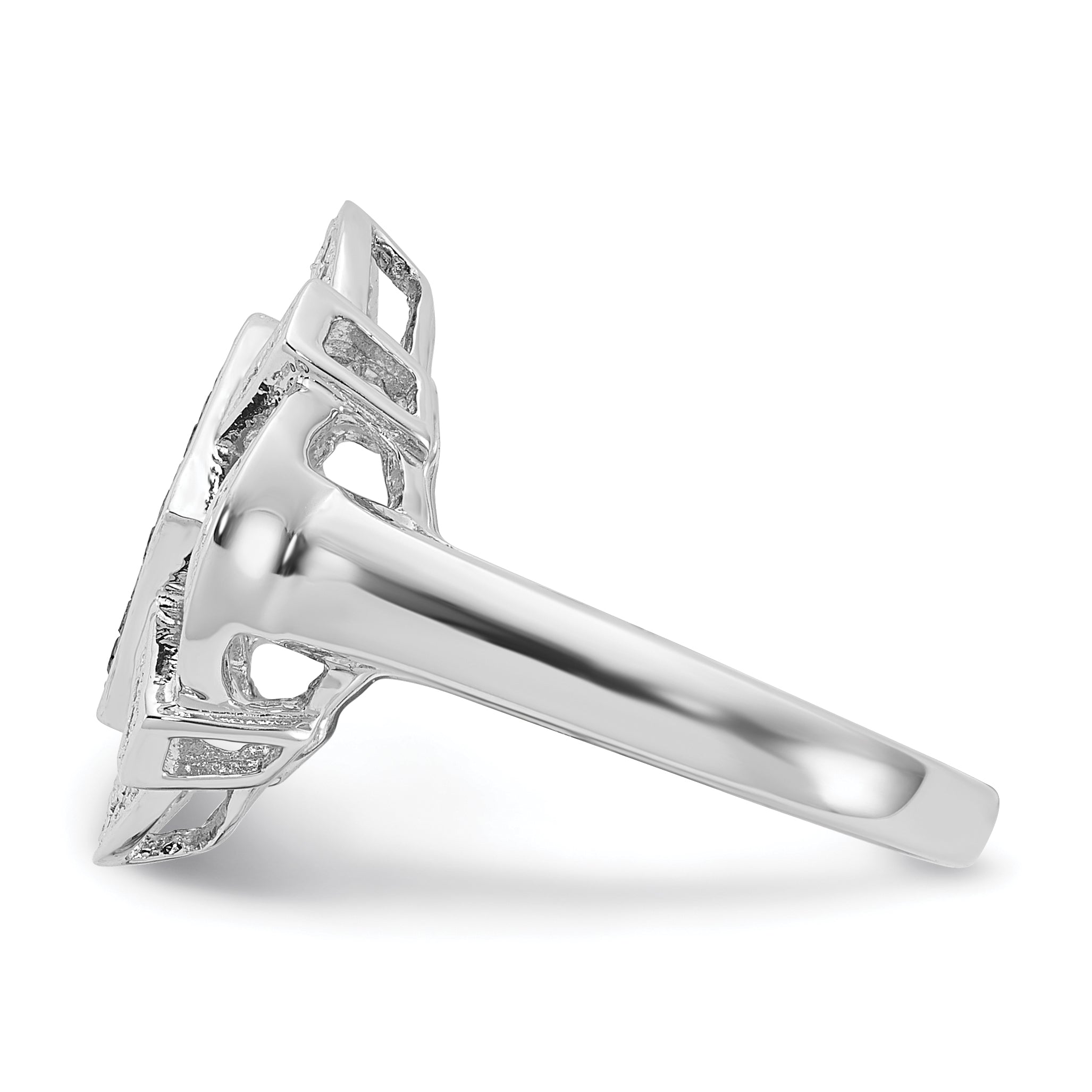Sterling Silver Polished Black & White Diamond Ring