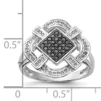 Sterling Silver Polished Black & White Diamond Ring