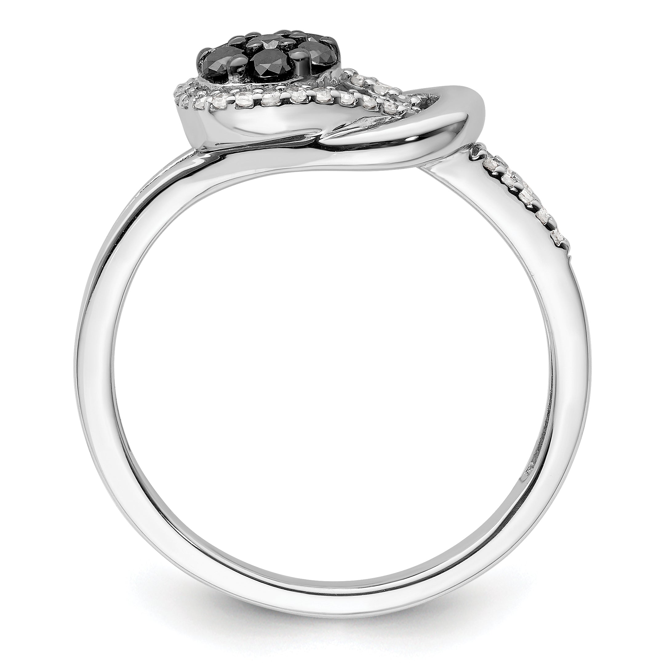 White Night Sterling Silver Rhodium-plated Black and White Diamond Love Knot Ring Secondary image