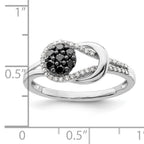 White Night Sterling Silver Rhodium-plated Black and White Diamond Love Knot Ring