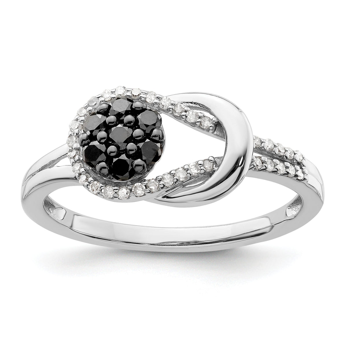 White Diamond Love Knot Ring in Sterling Silver (0.32 ct. tw.), Size 8 - Sophia Jewelers Main image