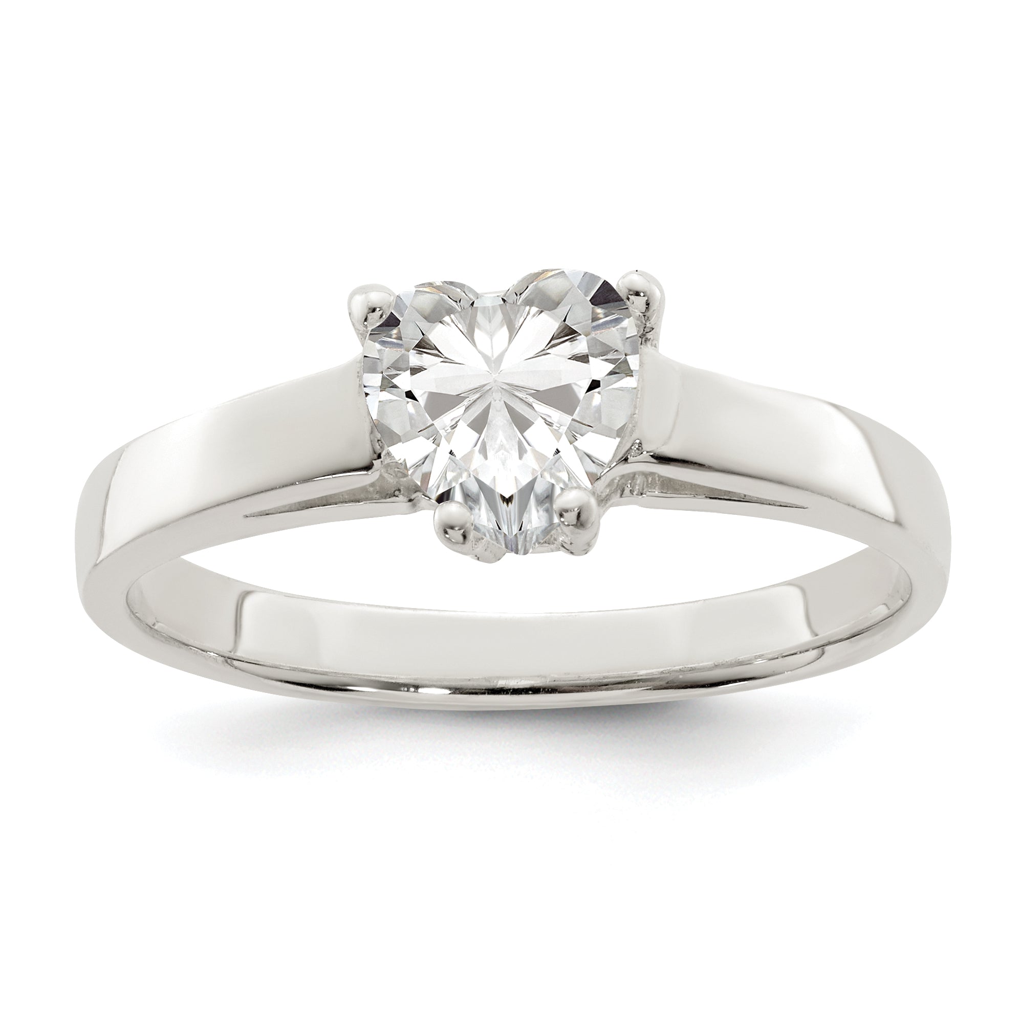 Sterling Silver Solitaire Heart CZ Ring Main image