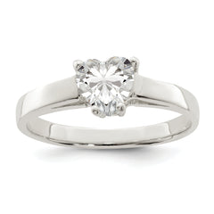 Sterling Silver Solitaire Heart CZ Ring