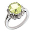 Sterling Silver Rhodium-plated Oval Lemon Quartz & Diamond Ring