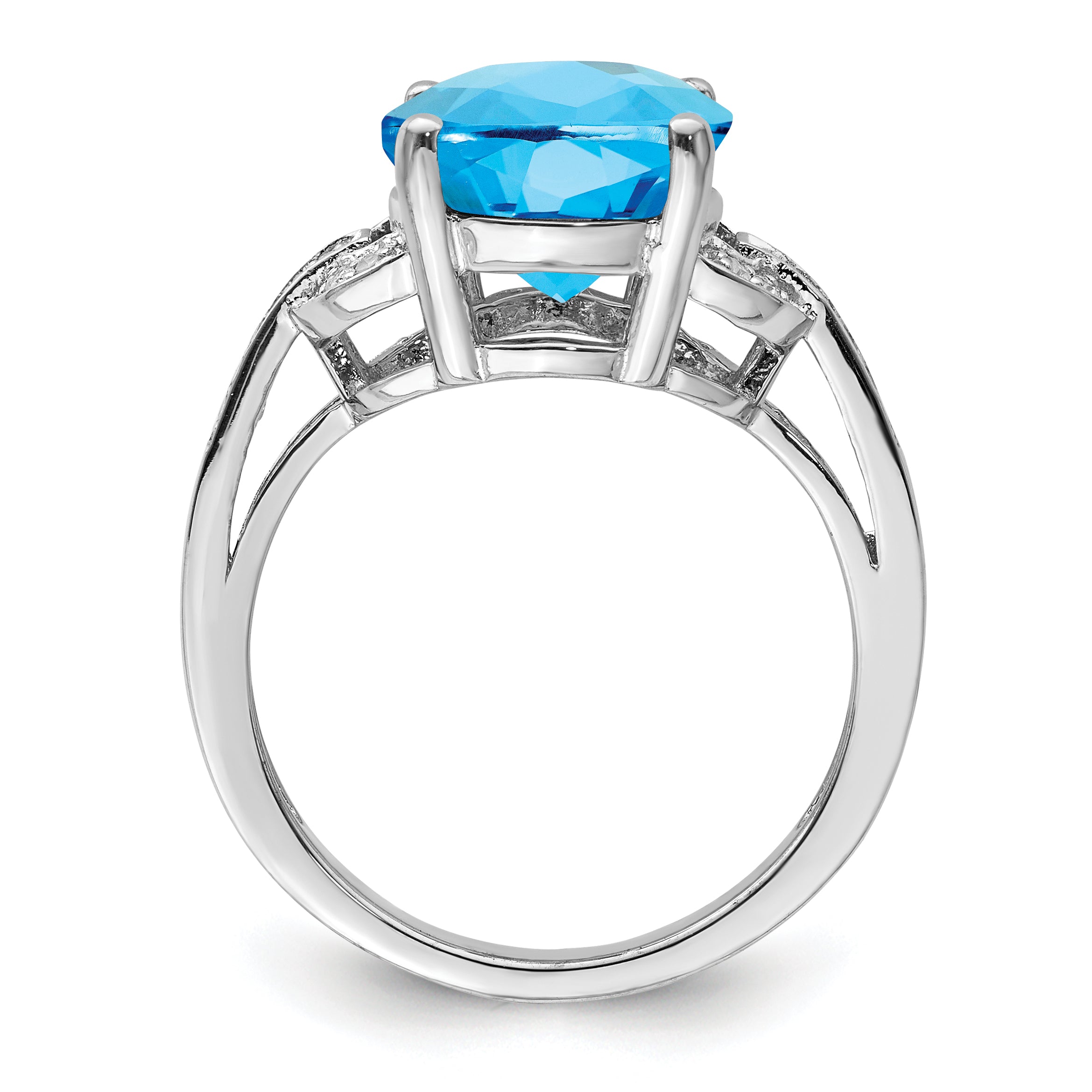 Sterling Silver Rhodium Swiss Blue Topaz & Diam. Ring Secondary image