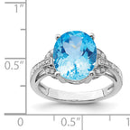 Sterling Silver Rhodium Swiss Blue Topaz & Diam. Ring