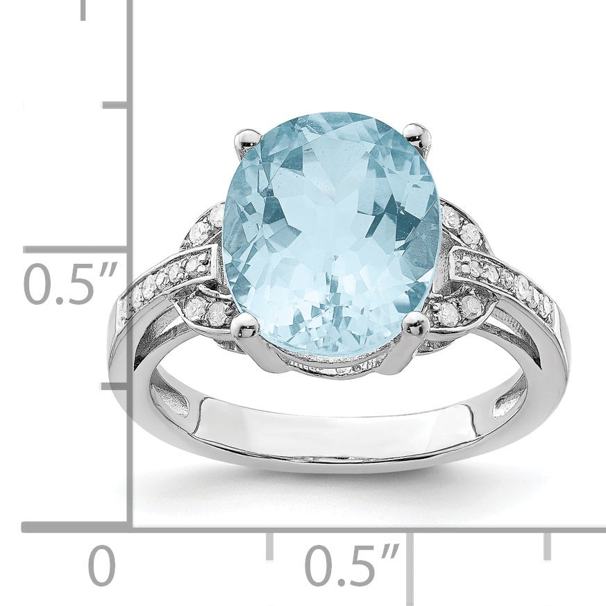 Sterling Silver Rhodium Sky Blue Topaz & Diam. Ring