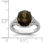 Sterling Silver Rhodium Smoky Quartz & Diam. Ring