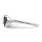 White Night Sterling Silver Rhodium-plated Black and White Diamond Double Heart Ring
