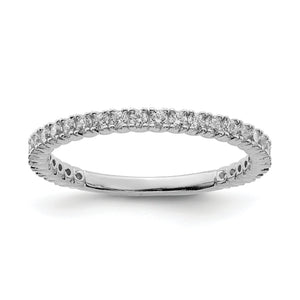 Sterling Shimmer Sterling Silver Rhodium-Plated 28 Stone CZ Band, Size 5–9 - Sophia Jewelers