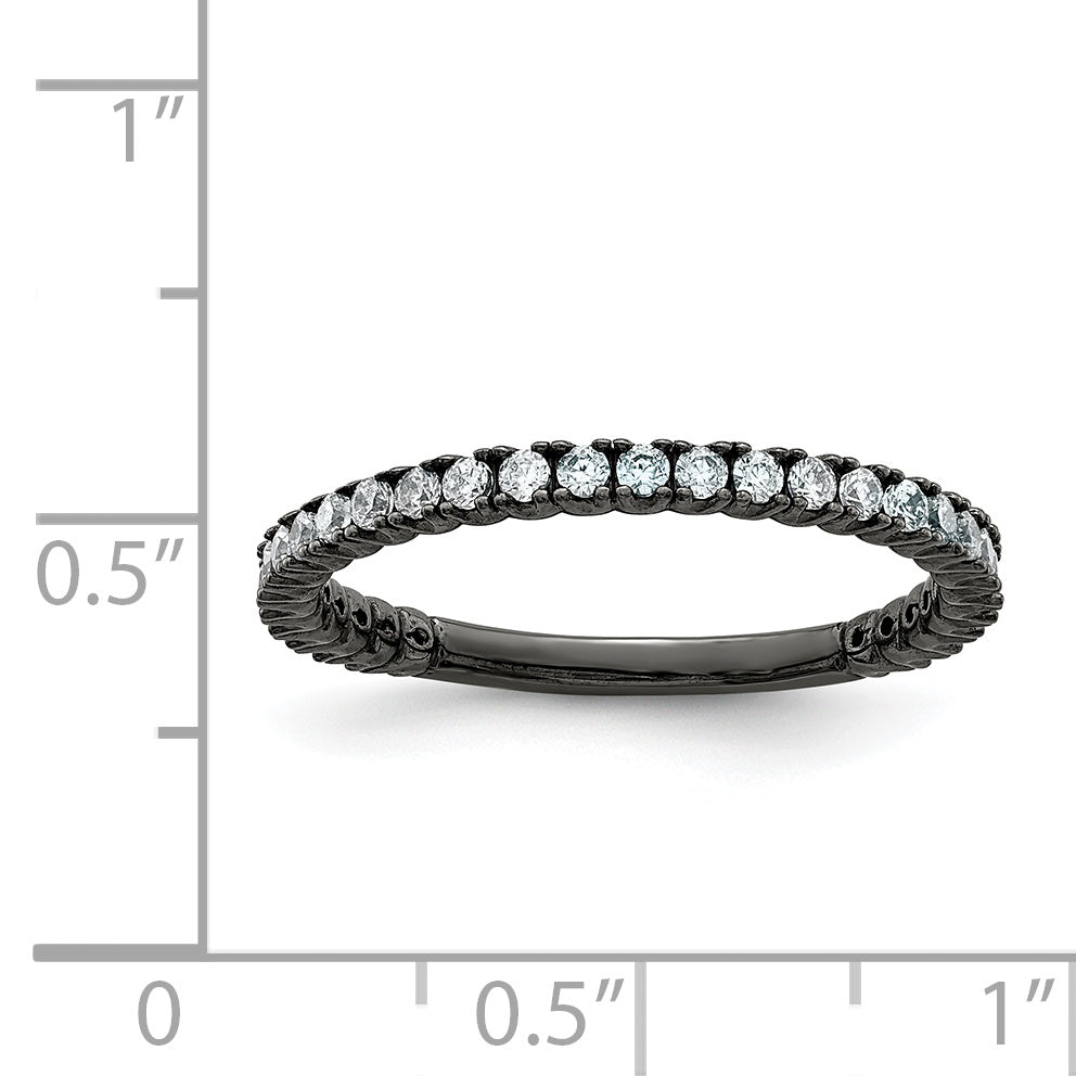 Sterling Shimmer Sterling Silver Black Rhodium-plated 28 Stone CZ Band Secondary image