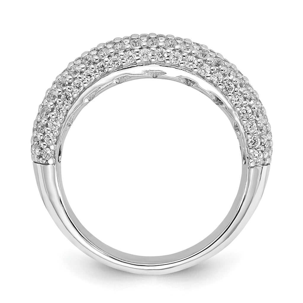 Sterling Silver Pav‚ Rhodium-plated 113 Stone CZ Ring