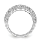 Sterling Silver Pav‚ Rhodium-plated 113 Stone CZ Ring