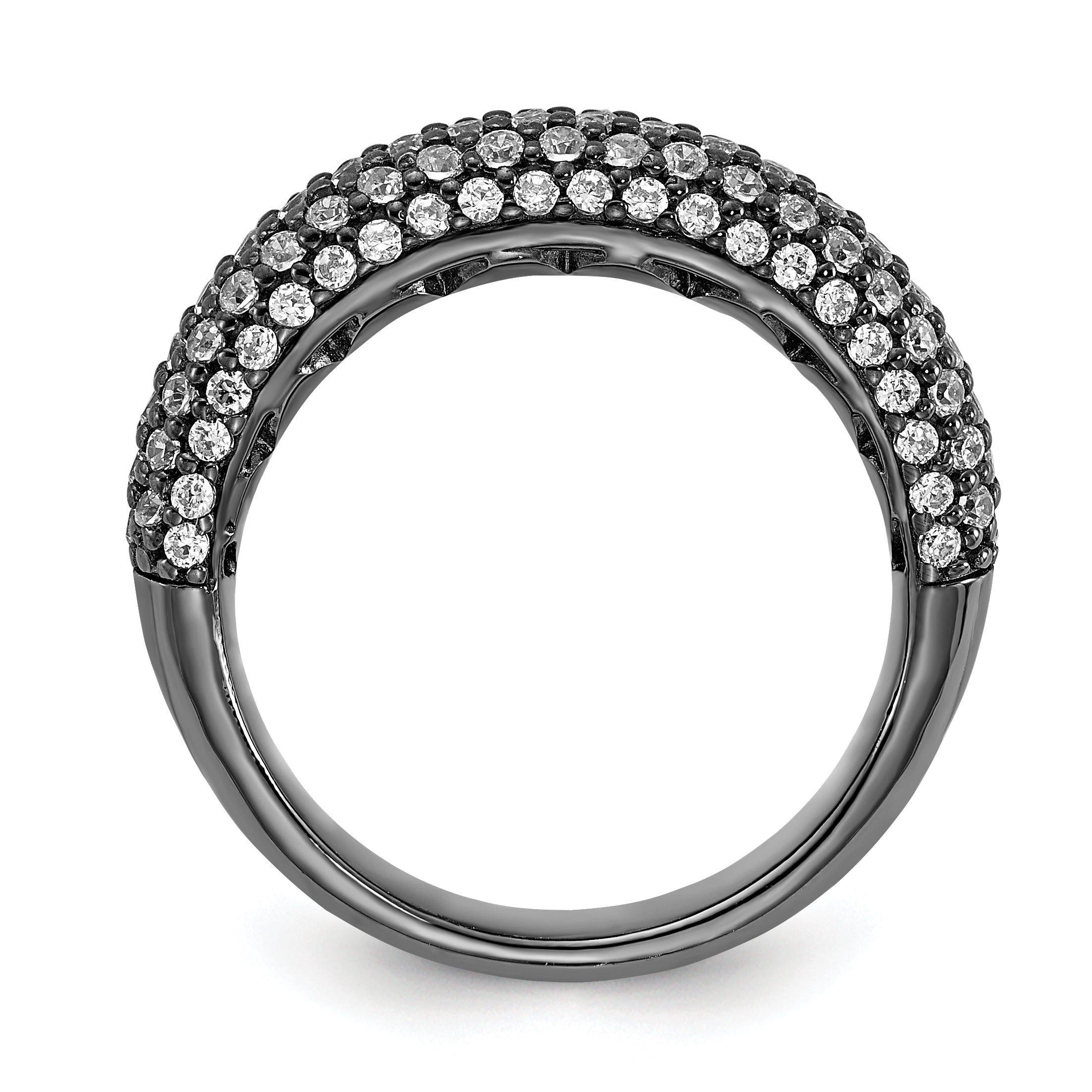 Sterling Silver PavÃƒÆ’Ã‚Â¢Ãƒâ€šÃ¢â€šÂ¬Ãƒâ€šÃ…Â¡ Ruthenium-plated 113 Stone CZ Ring Secondary image