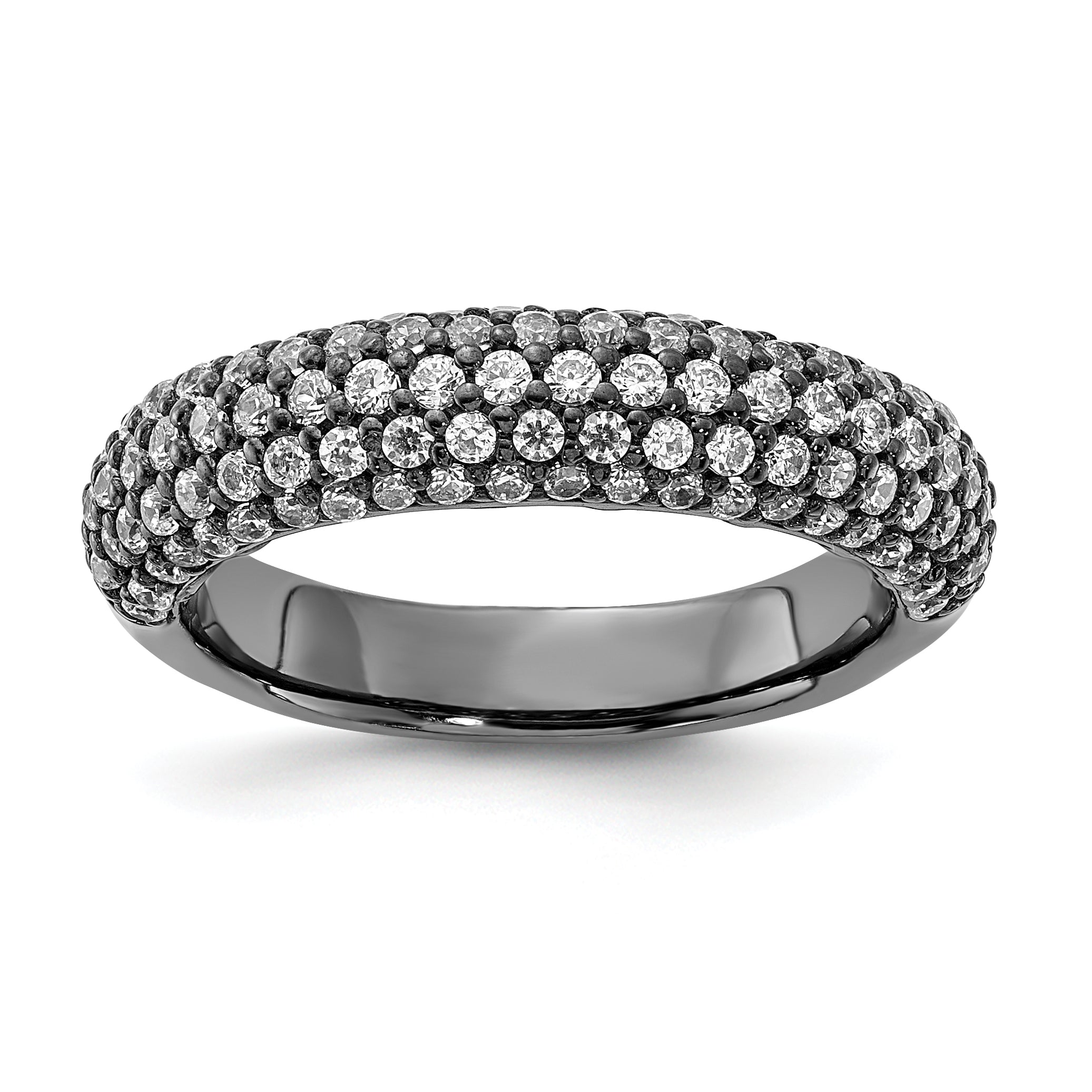 Sterling Silver Pav‚ Ruthenium-plated 113 Stone CZ Ring Main image