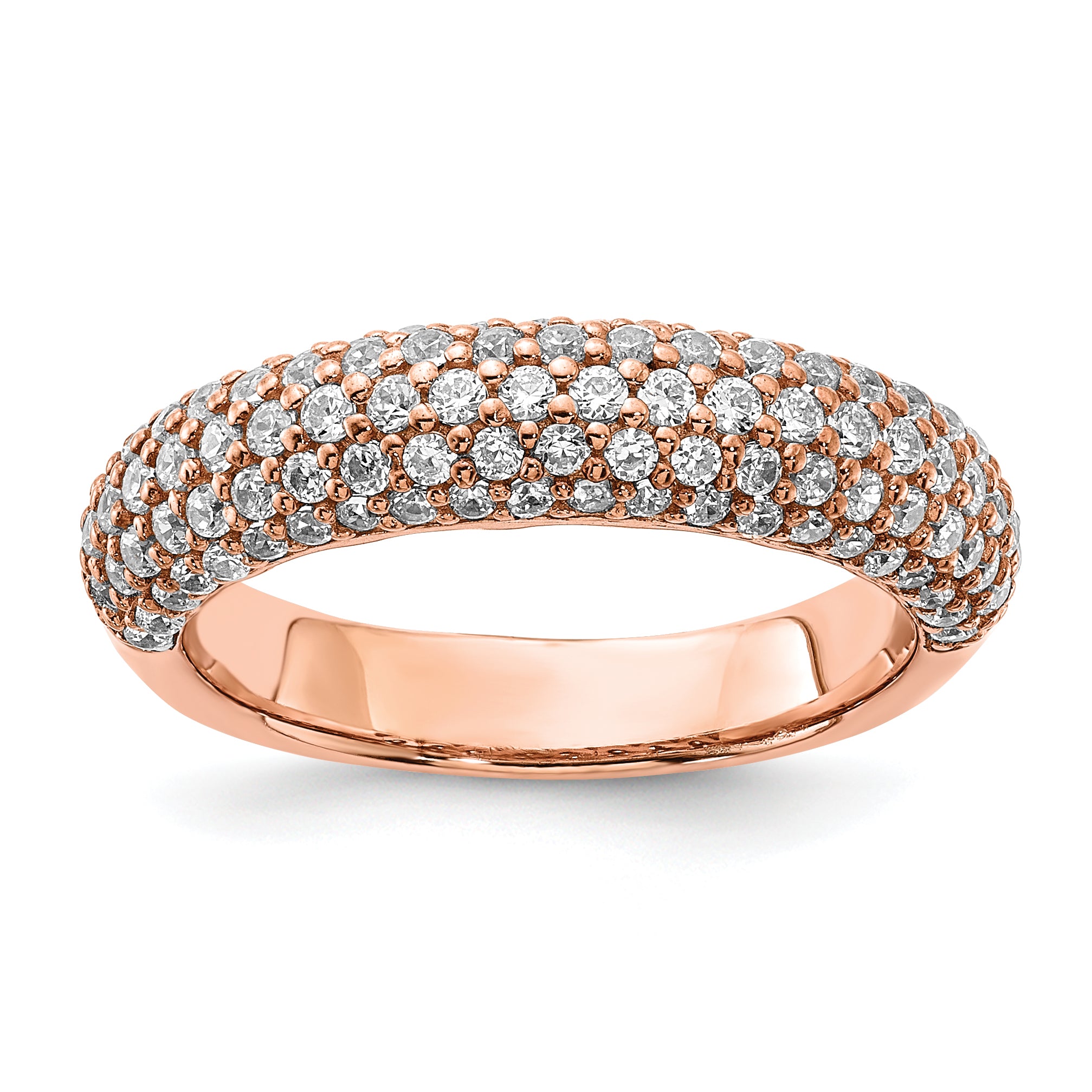 Sterling Silver Pav‚ Rose Gold-plated 113 Stone CZ Ring Main image