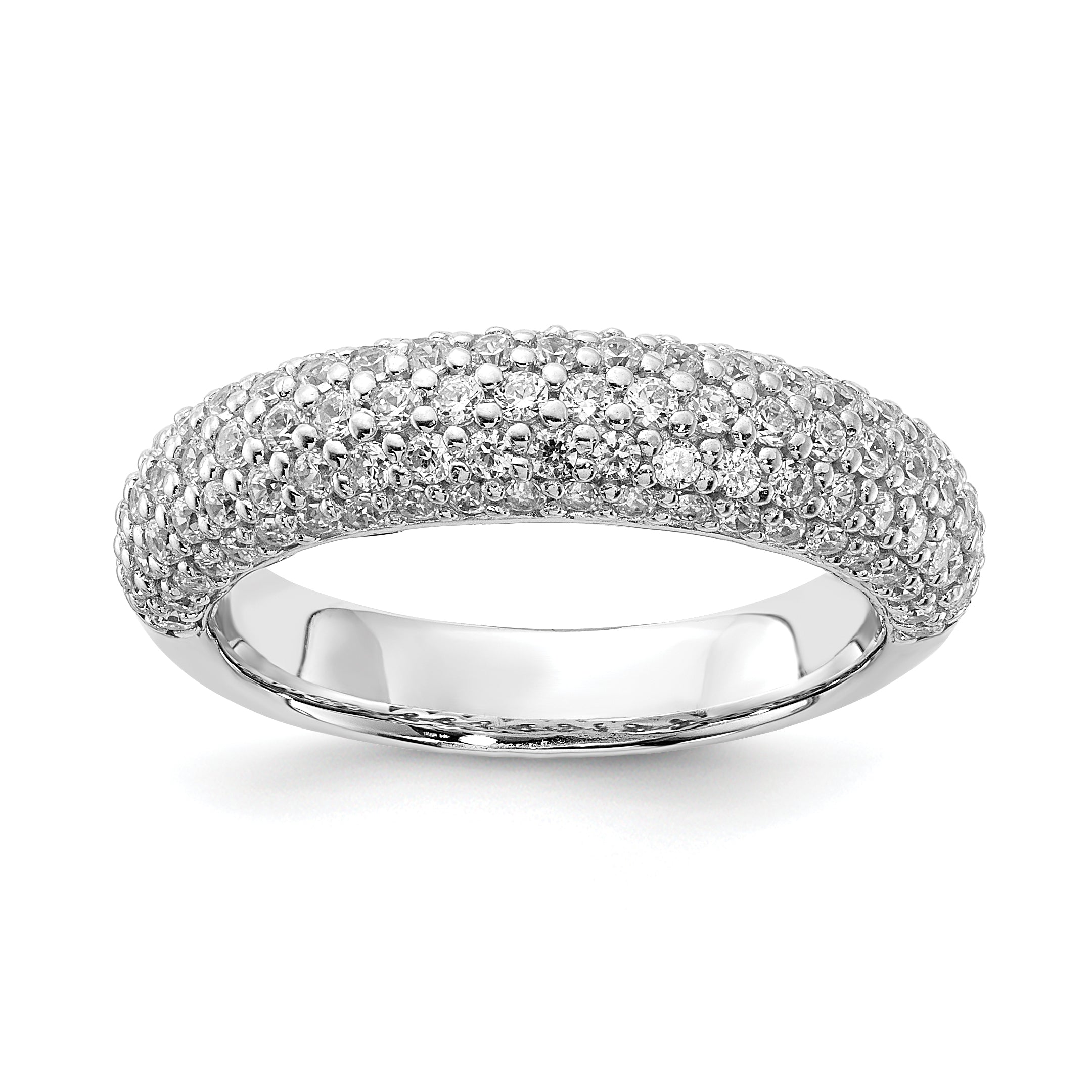 Sterling Silver Pav‚ Rhodium-plated 113 Stone CZ Ring Main image