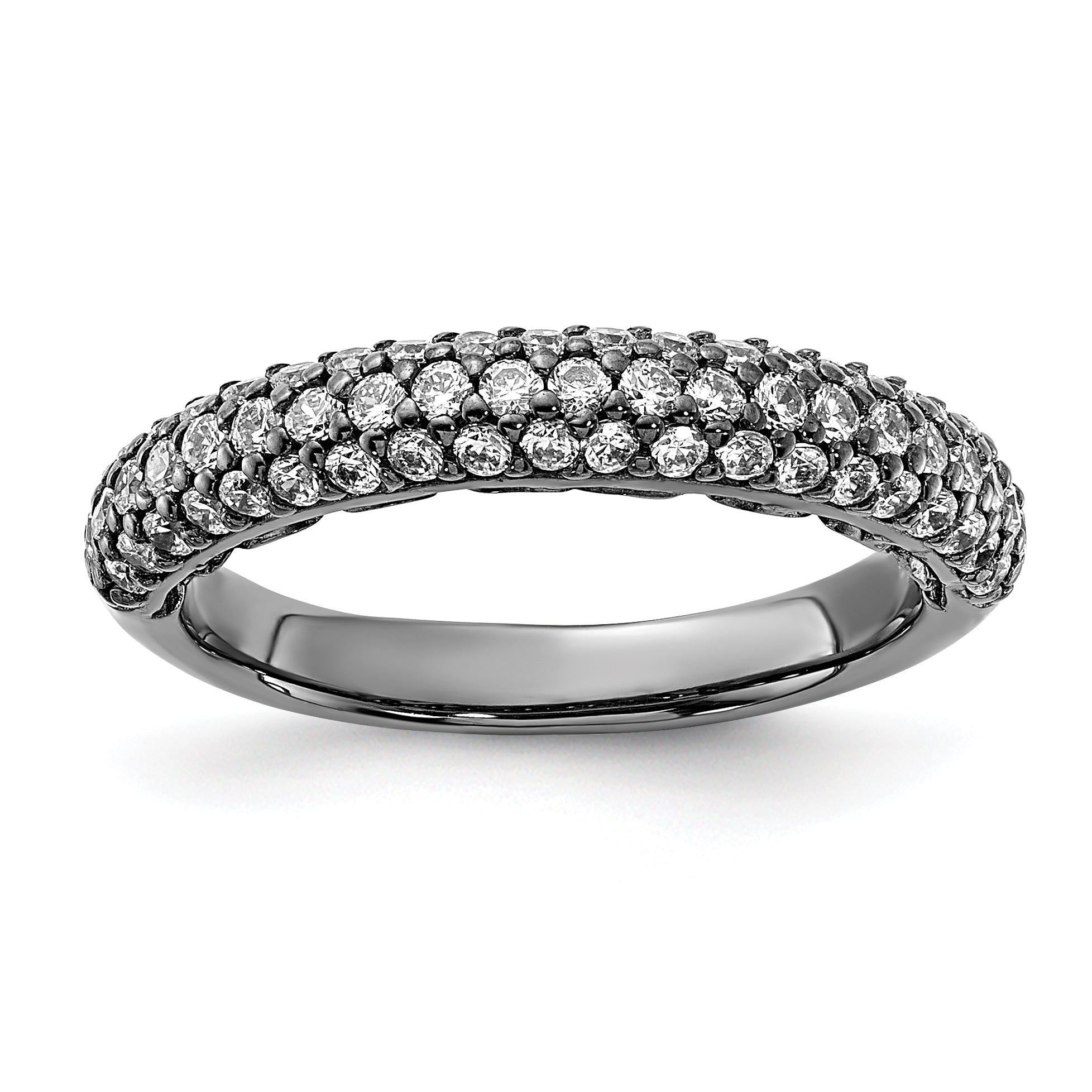Sterling Silver Pav‚ Ruthenium-plated 61 Stone CZ Ring Main image