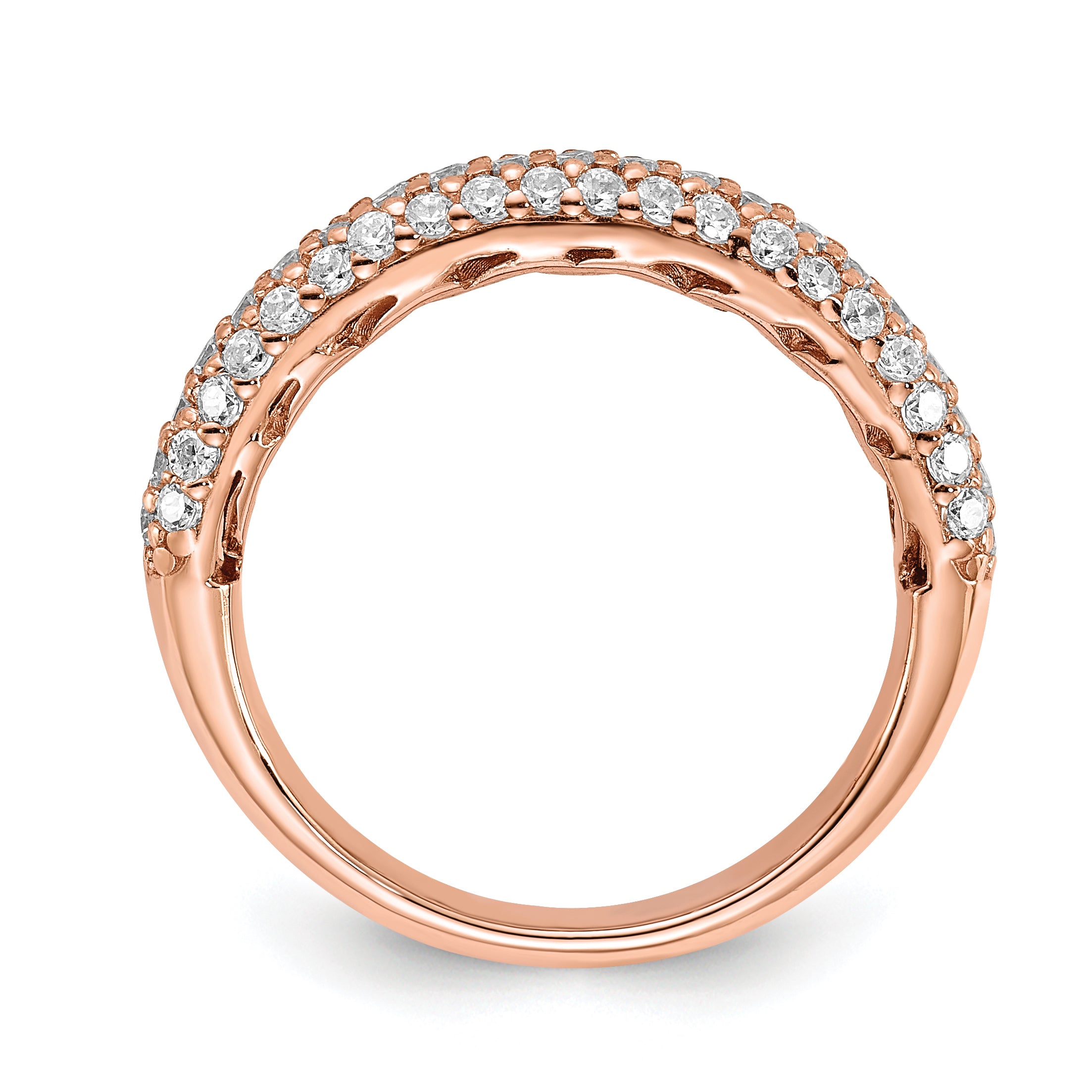 Sterling Silver PavÃƒÆ’Ã‚Â¢Ãƒâ€šÃ¢â€šÂ¬Ãƒâ€šÃ…Â¡ Rose Gold-plated 61 Stone CZ Ring Secondary image