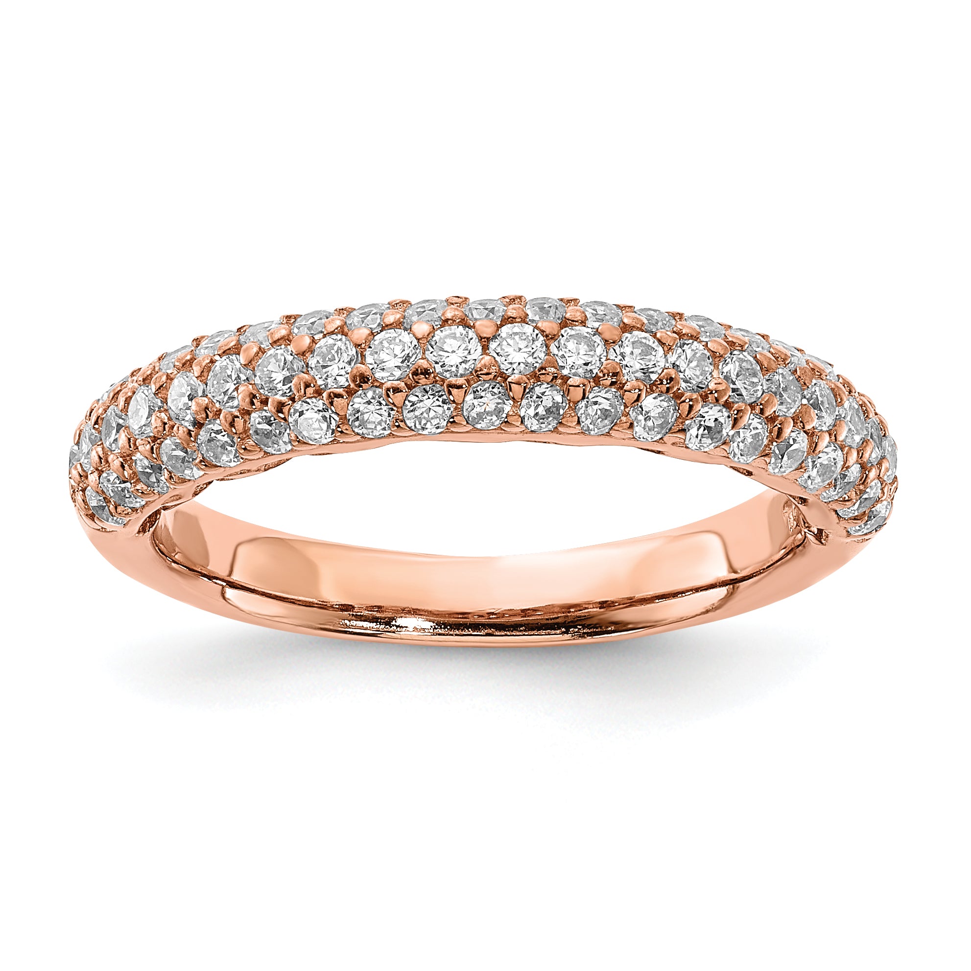 Sterling Silver Pav‚ Rose Gold-plated 61 Stone CZ Ring Main image