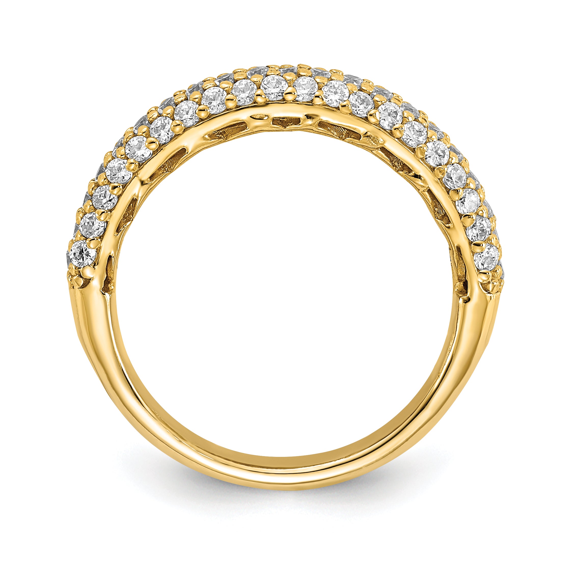 Sterling Silver PavÃƒÆ’Ã‚Â¢Ãƒâ€šÃ¢â€šÂ¬Ãƒâ€šÃ…Â¡ Gold-plated 61 Stone CZ Ring Secondary image