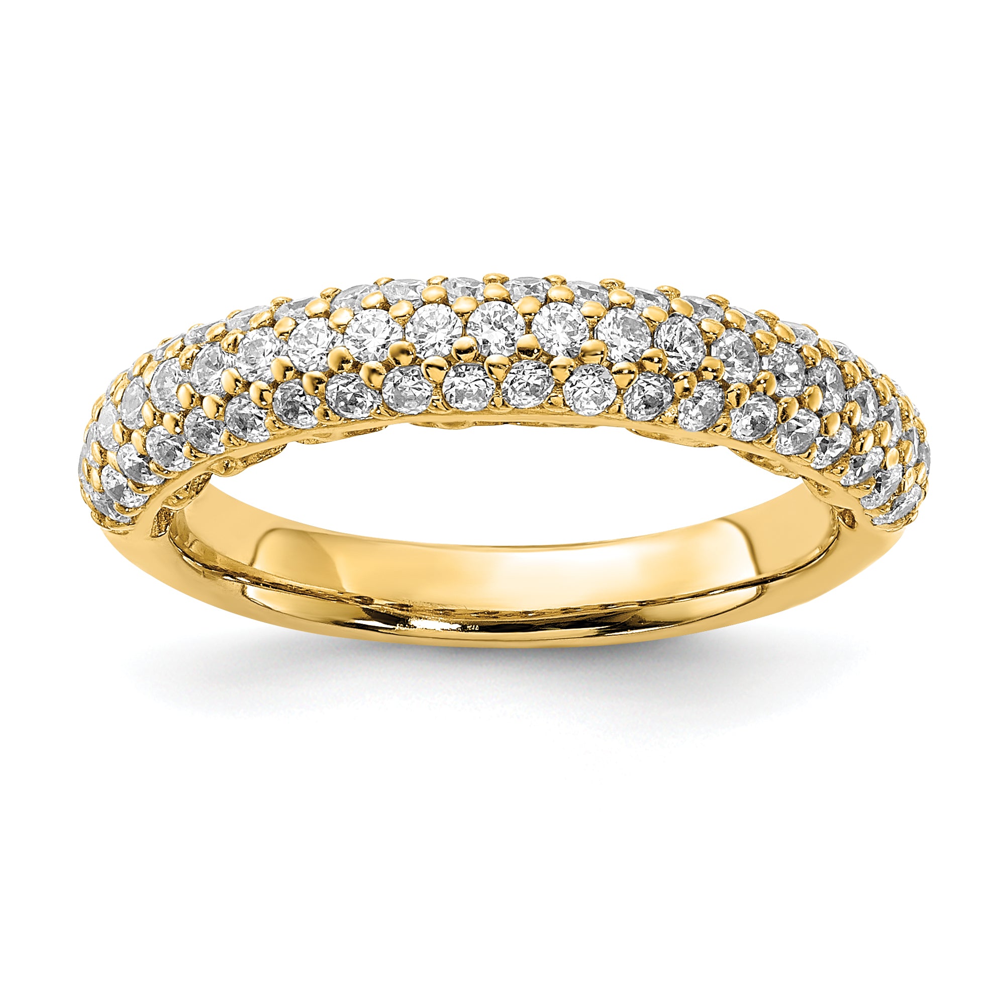 Sterling Silver Pav‚ Gold-plated 61 Stone CZ Ring Main image