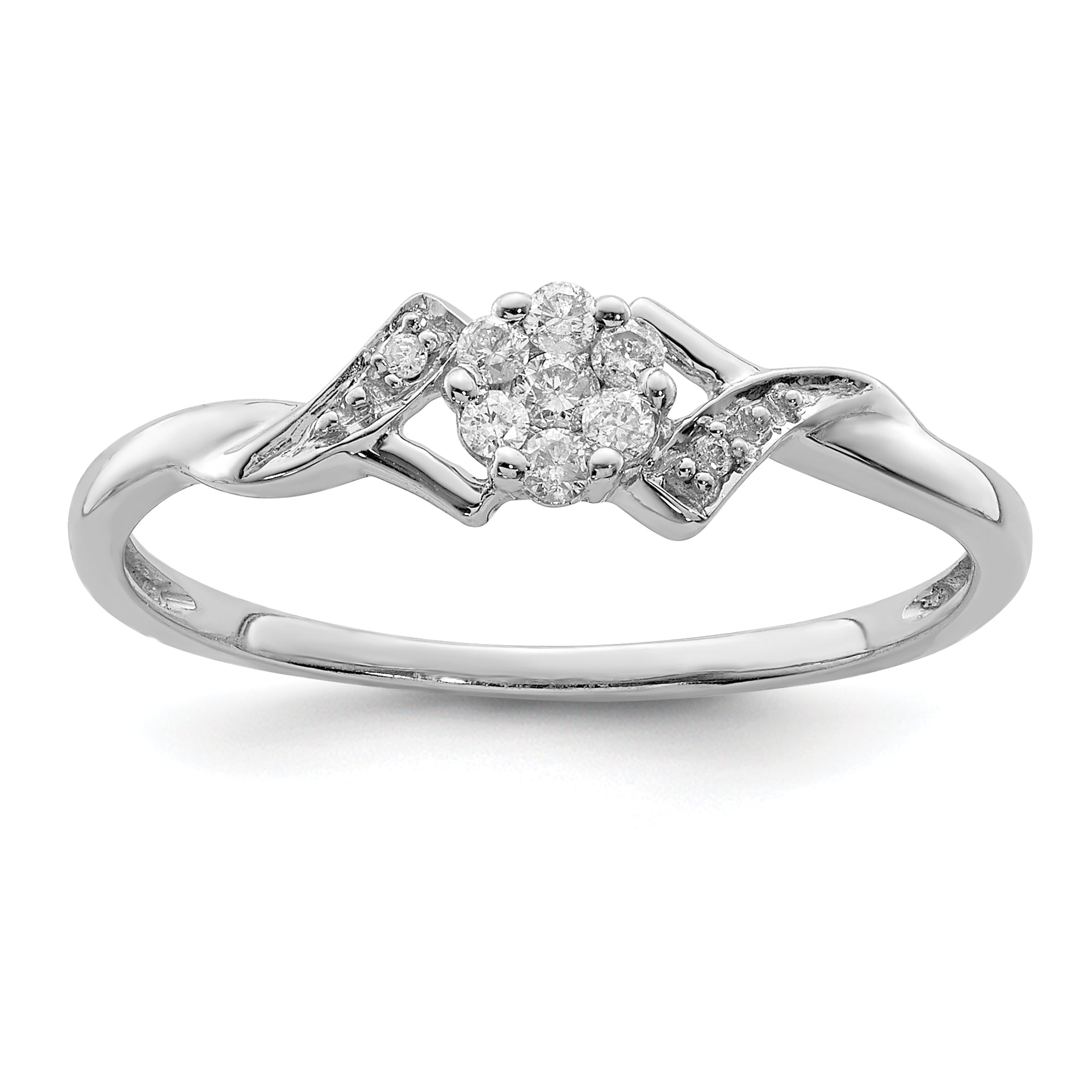 Sterling Silver Rhodium Plated Diamond Ring Main image