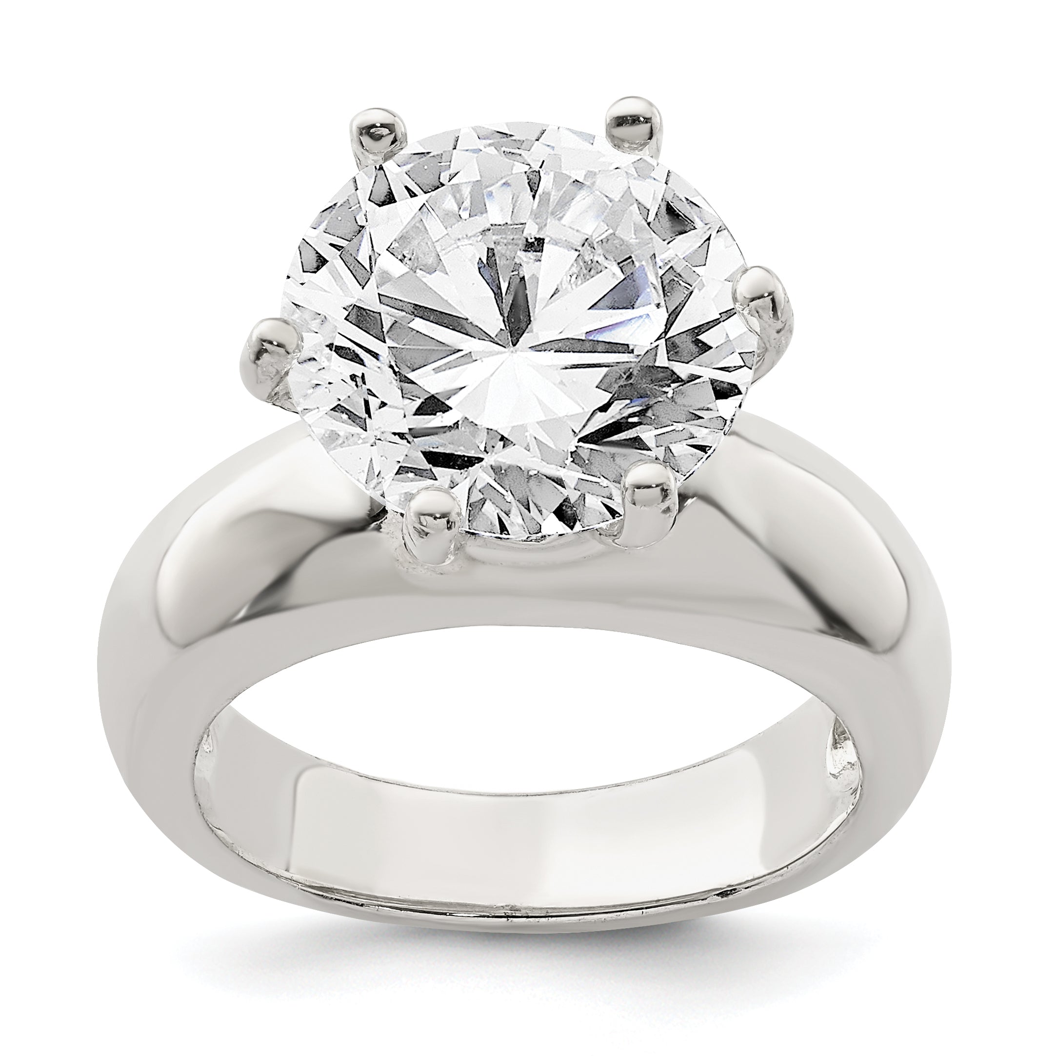 Sterling Silver Solitaire Round CZ Ring Main image