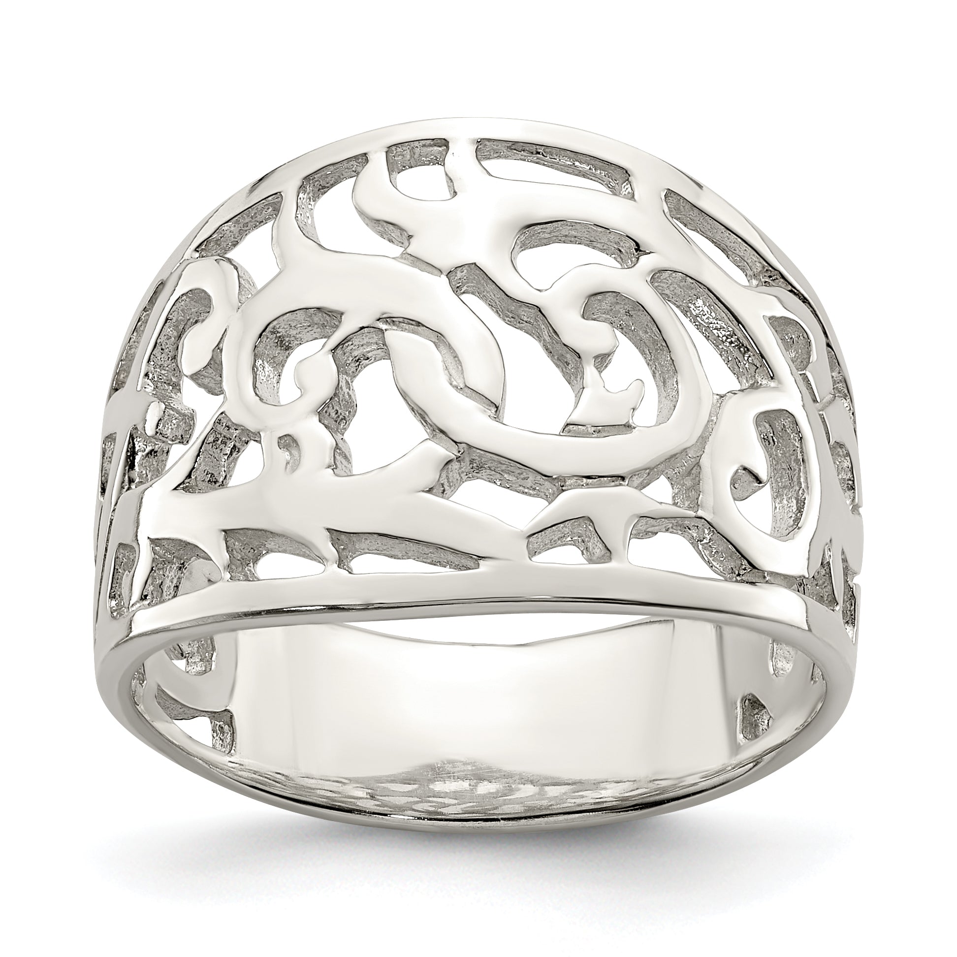 Sterling Silver Rhodium-plated Swirl Ring Main image