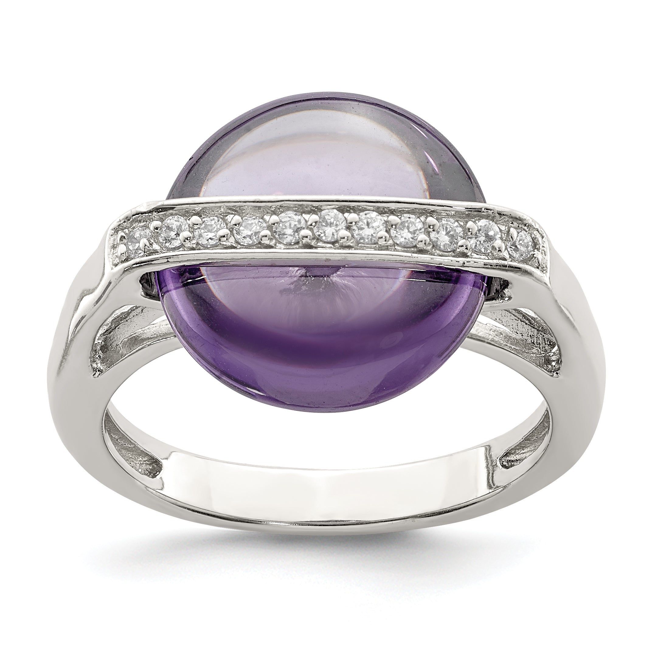 Sterling Silver Amethyst and CZ Ring