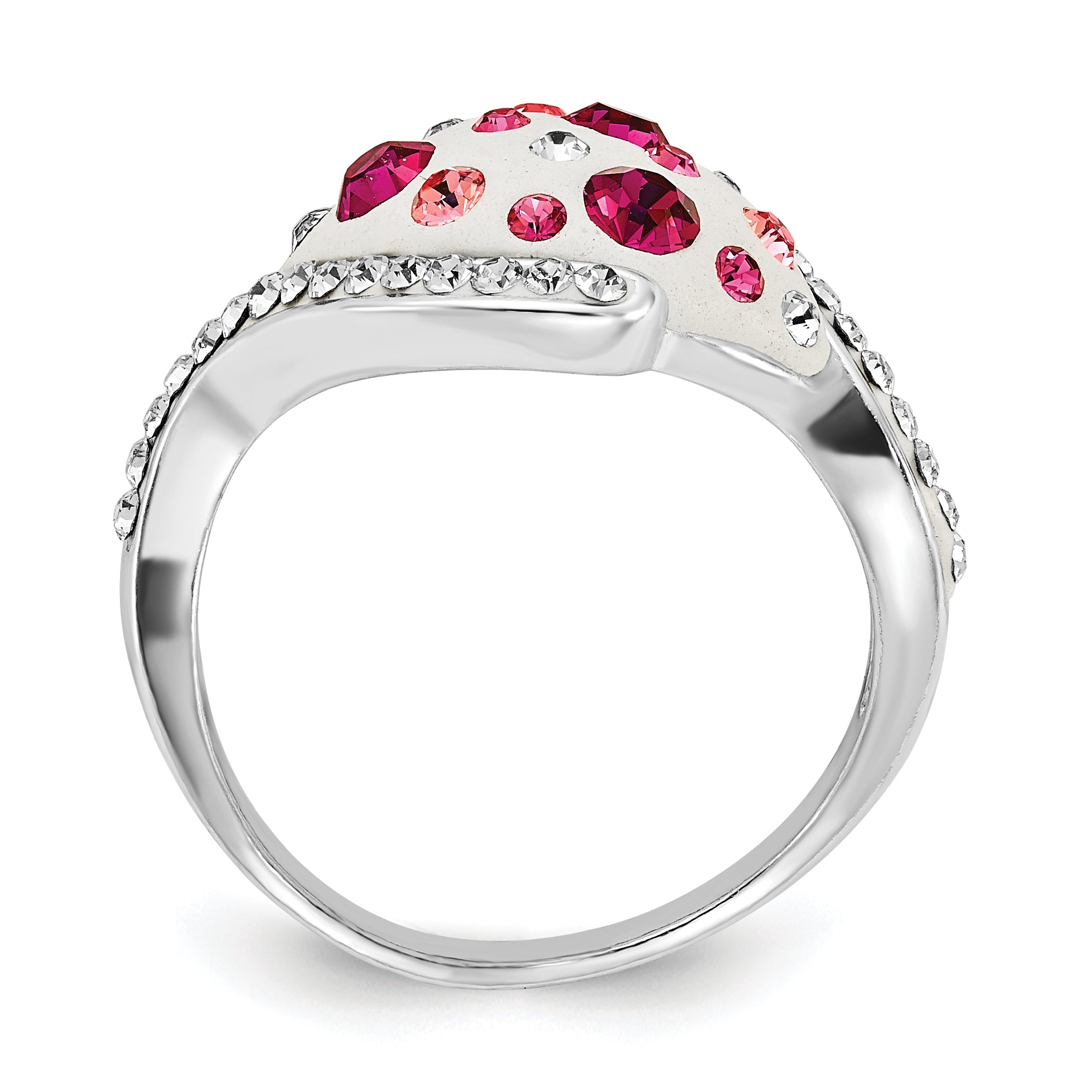 Sterling Silver Pink and White Stellux Crystal Ring Secondary image