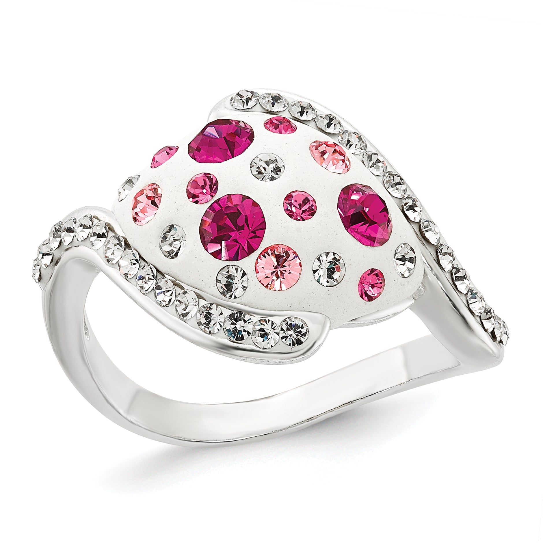 Sterling Silver Pink and White Stellux Crystal Ring Main image