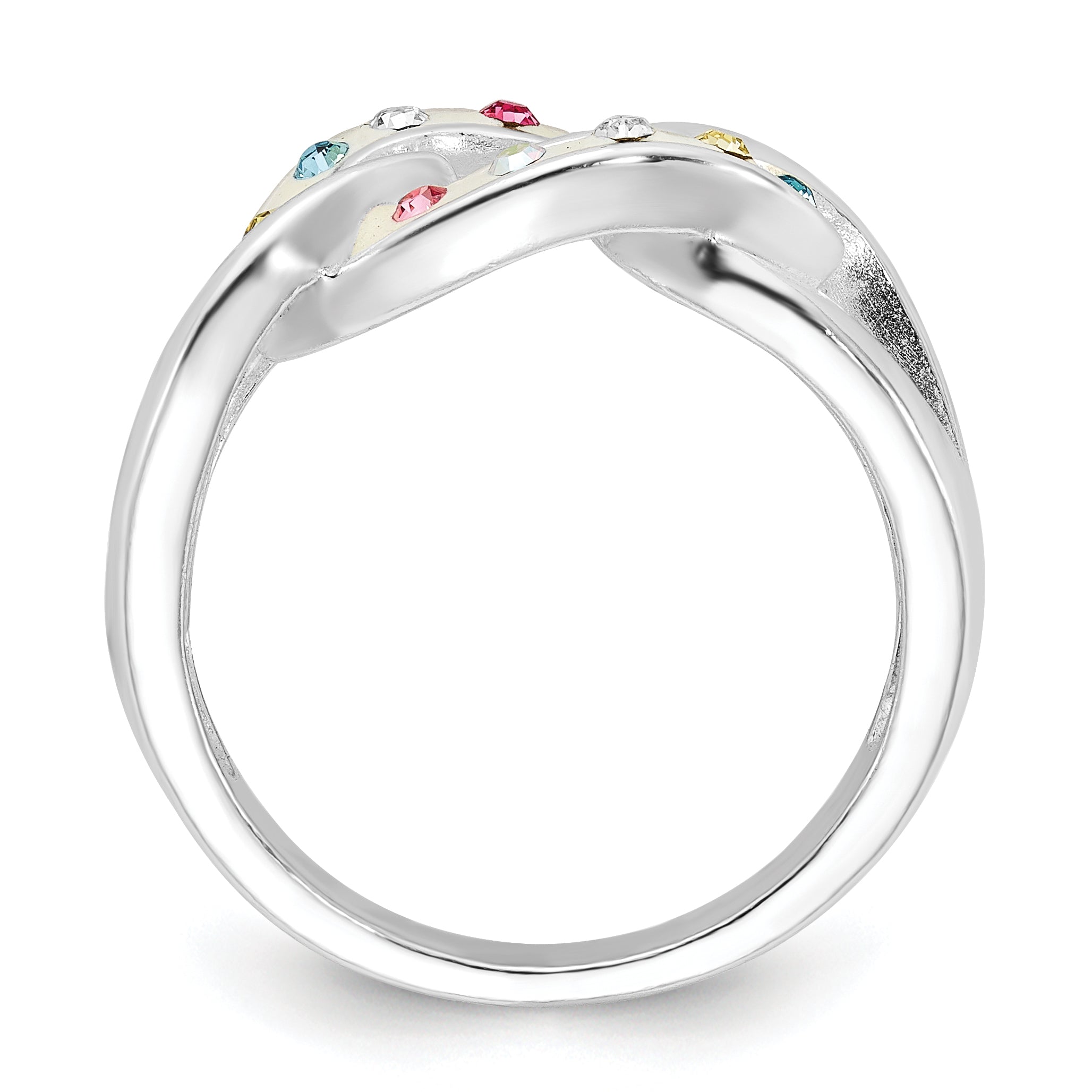 Sterling Silver Stellux Multi-Color Crystal Link Ring Secondary image