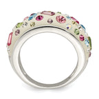 Sterling Silver Stellux Crystal Multi-Color White Ring