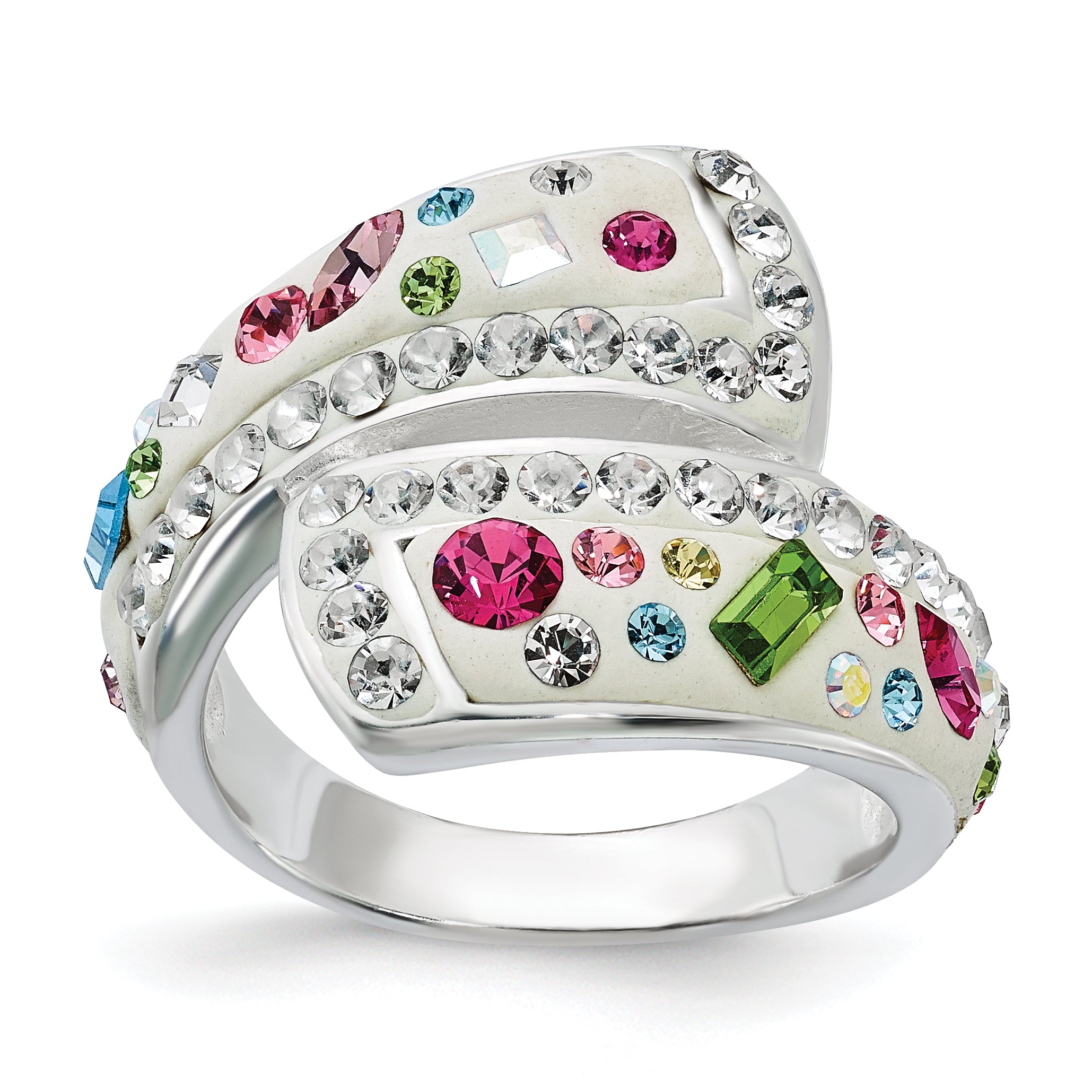 Sterling Silver Stellux Multi-Color Crystal White Ring Main image