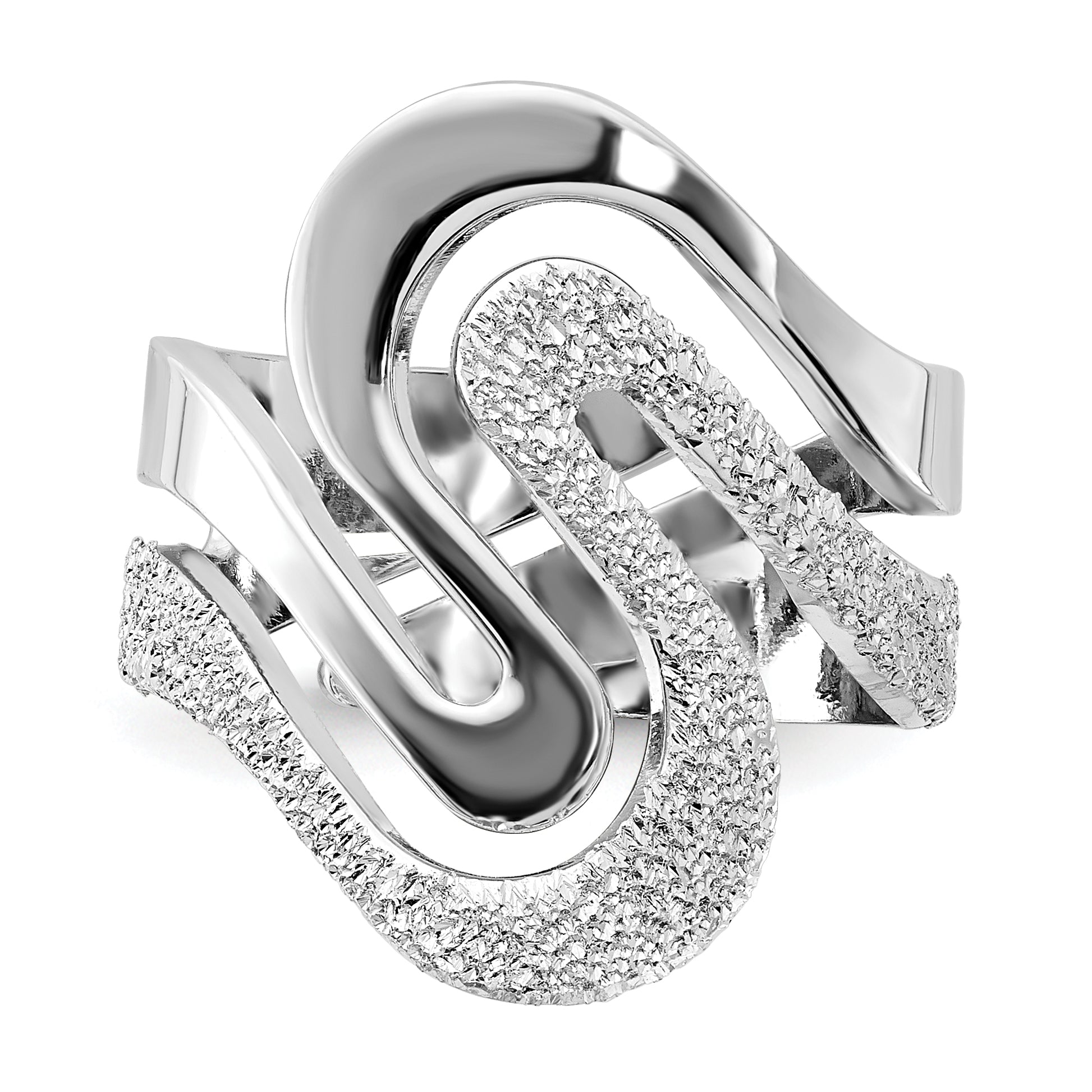 Sterling Silver Polished and Textured Swirl Ring