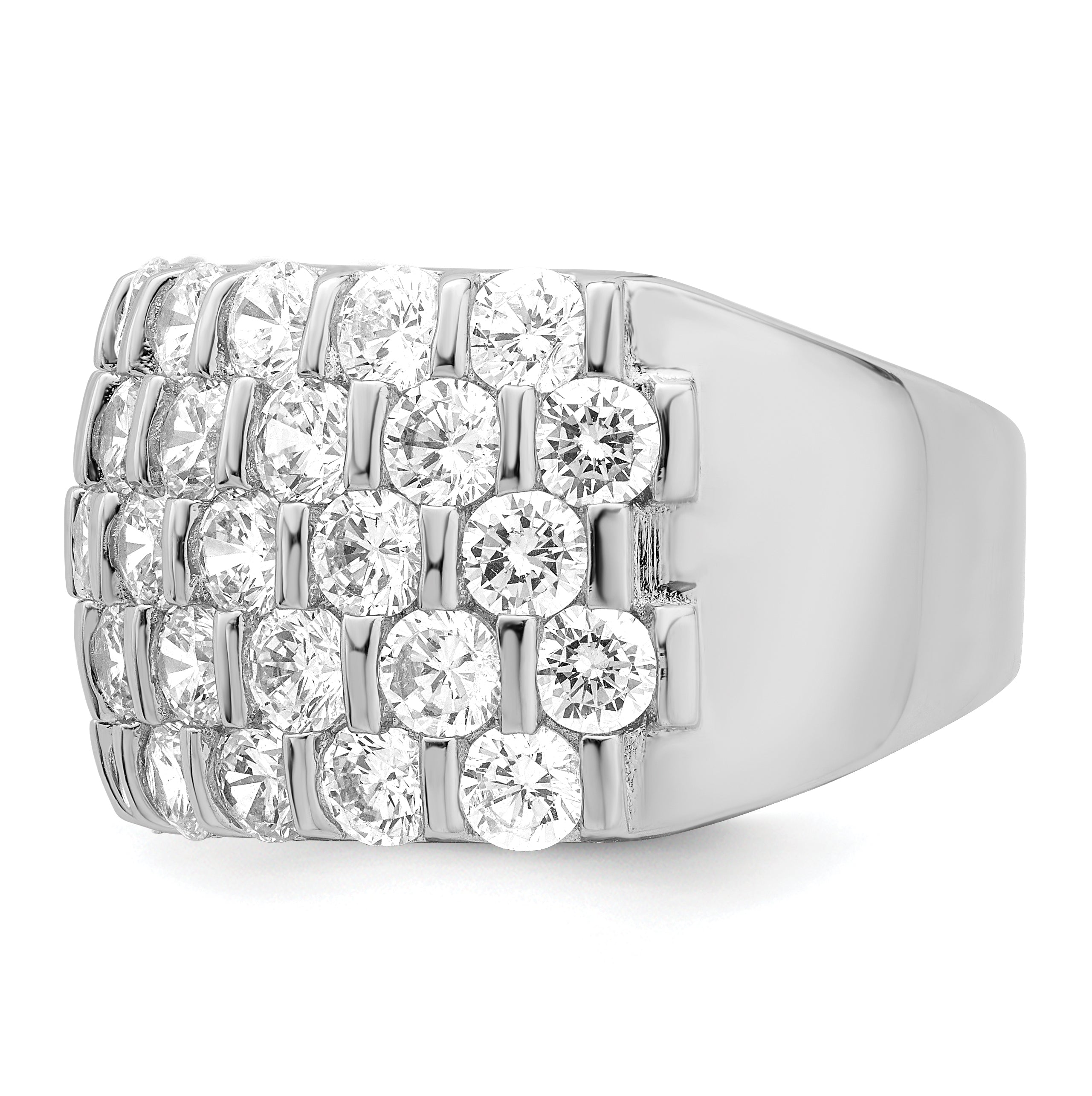 Sterling Silver Rhodium-plated CZ Wide Band Ring