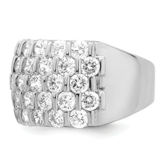 Sterling Silver Rhodium-plated CZ Wide Band Ring
