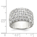 Sterling Silver Rhodium-plated CZ Wide Band Ring