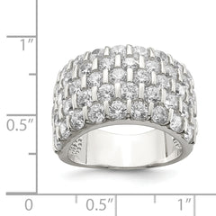 Sterling Silver Rhodium-plated CZ Wide Band Ring