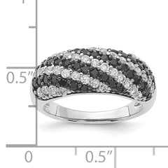 Sterling Silver Rhodium-plated Black & White CZ Ring