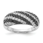 Sterling Silver Rhodium-plated Black & White CZ Ring