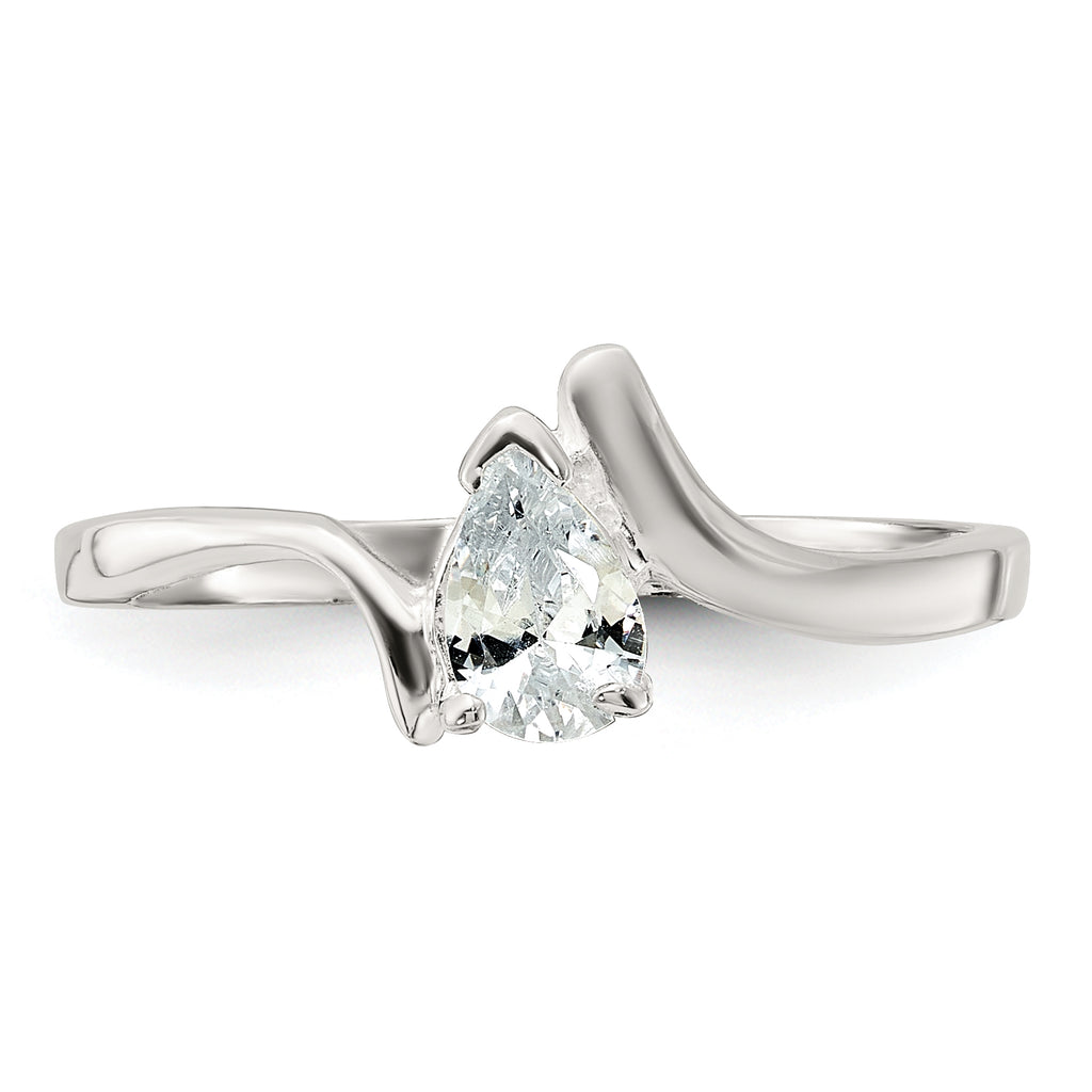 Sterling Silver Pear Shaped Cubic Zirconi Ring