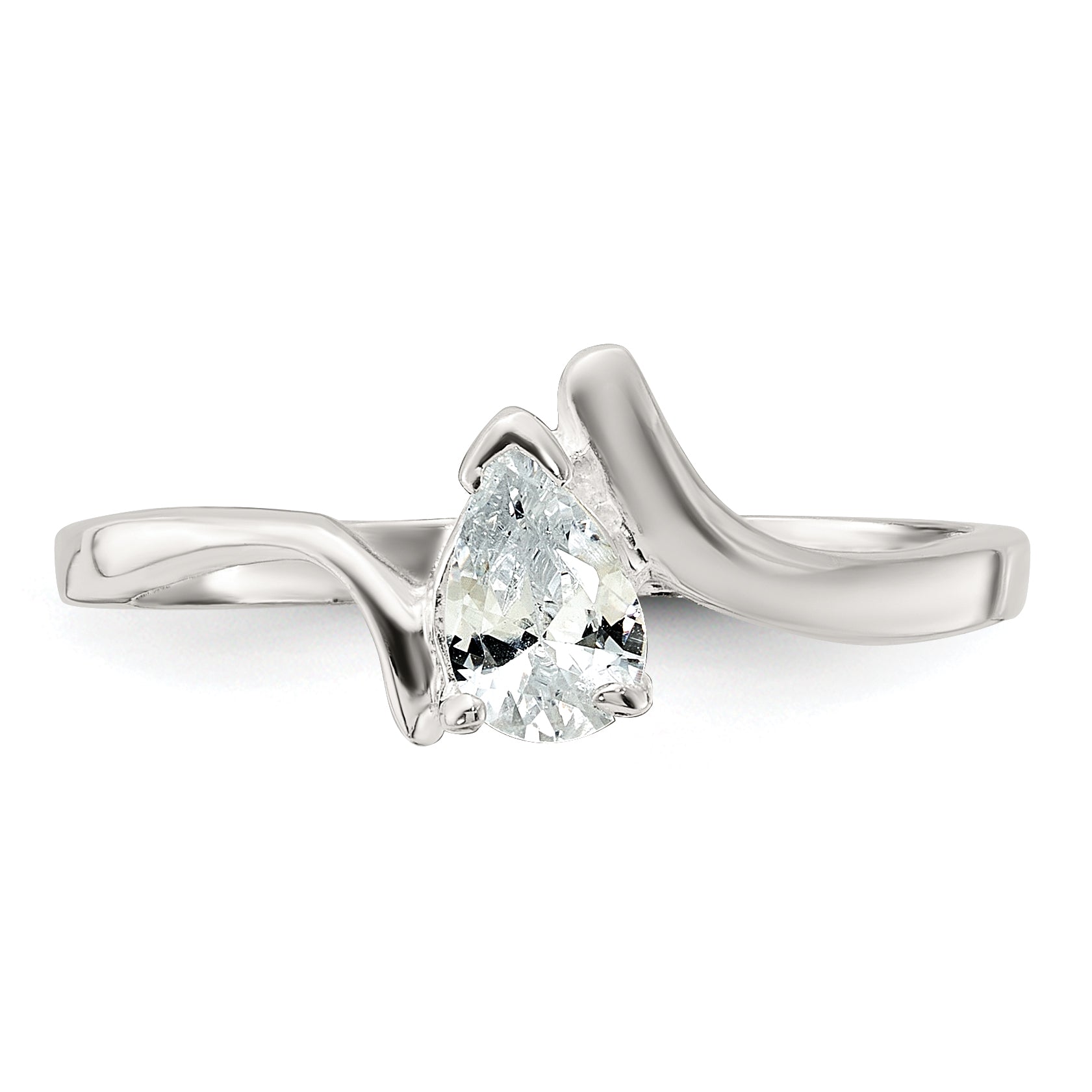 Sterling Silver Pear Shaped Cubic Zirconi Ring