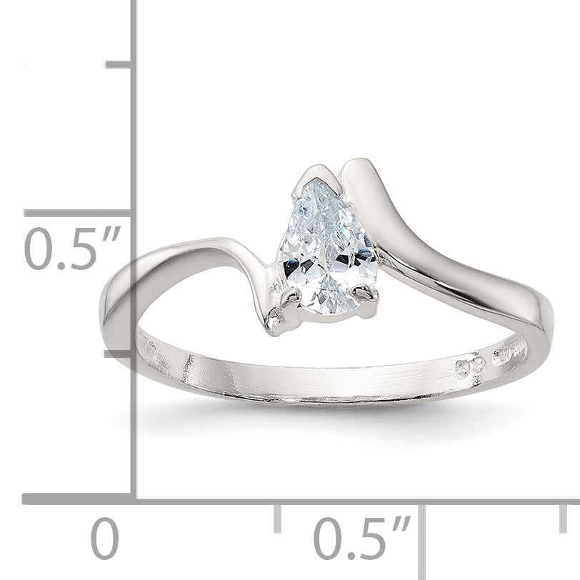 Sterling Silver Pear Shaped Cubic Zirconi Ring