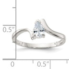 Sterling Silver Pear Shaped Cubic Zirconi Ring