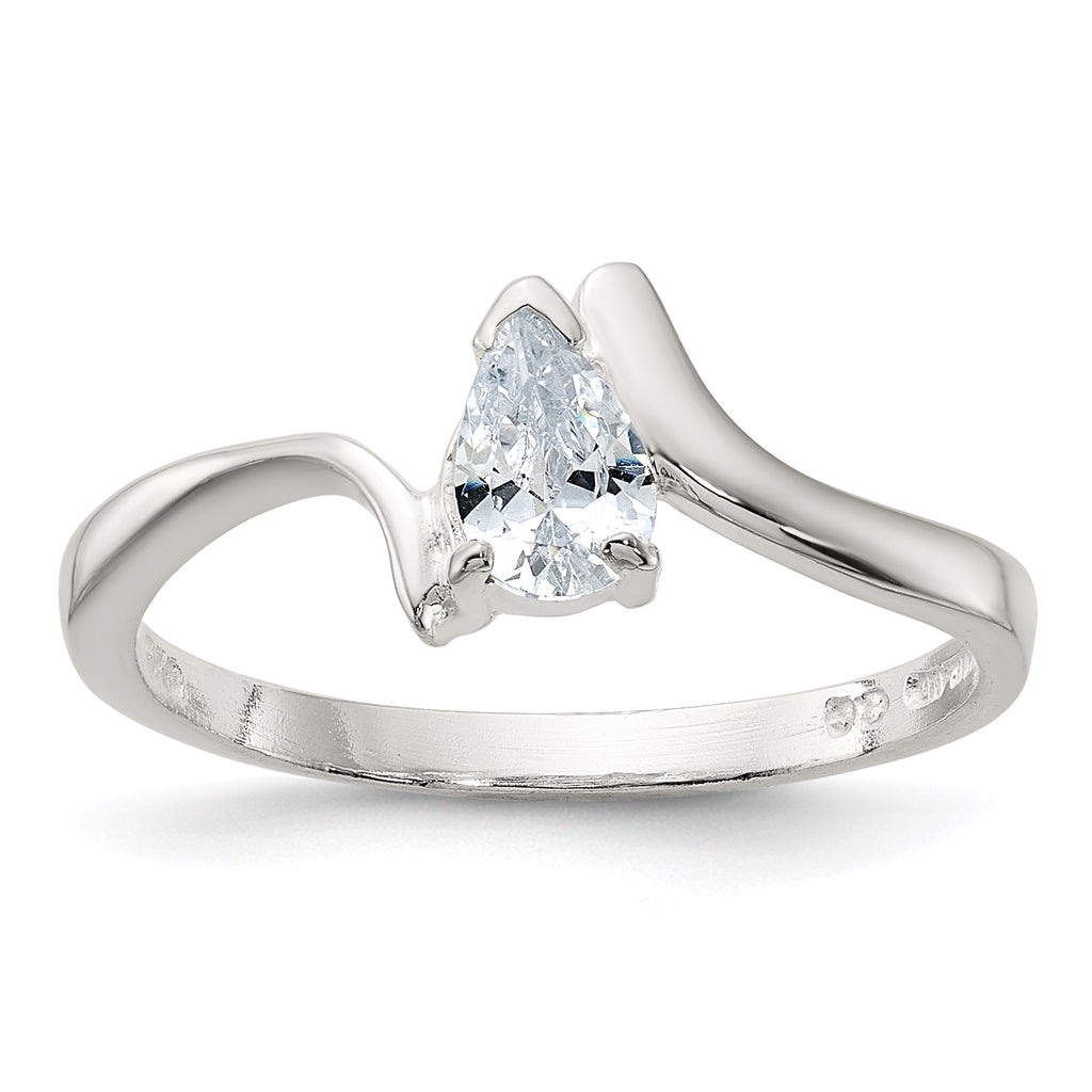 Sterling Silver Pear Shaped Cubic Zirconi Ring