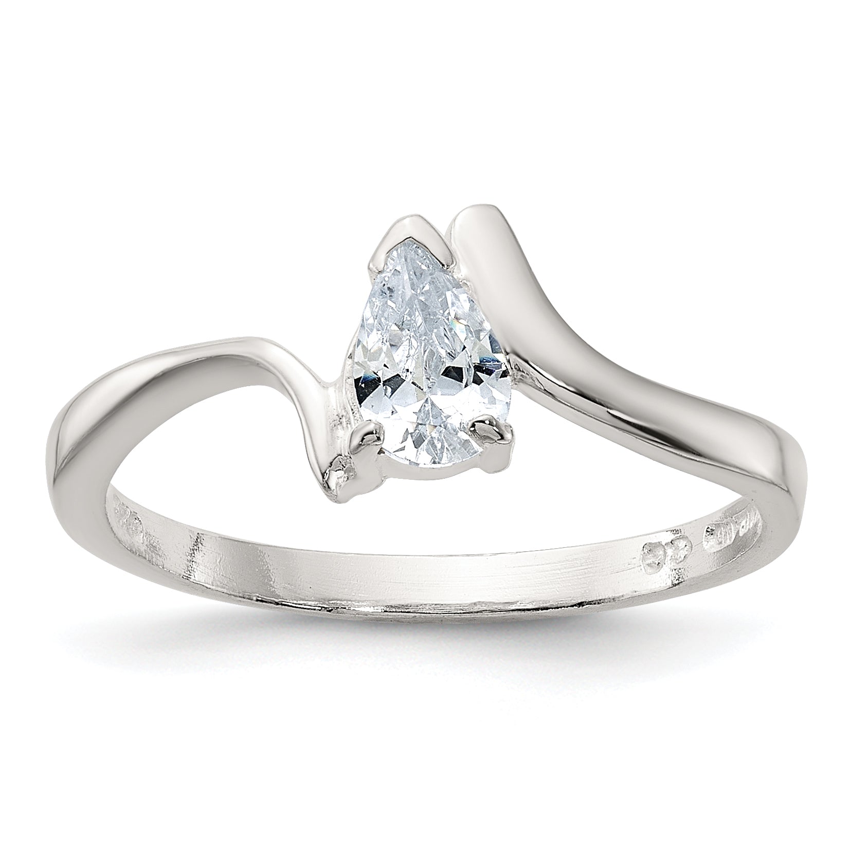 Sterling Silver Pear Shaped Cubic Zirconi Ring