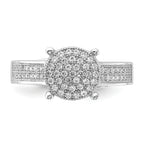 Sterling Silver Polished Micro Pav‚ CZ Center Circle Ring
