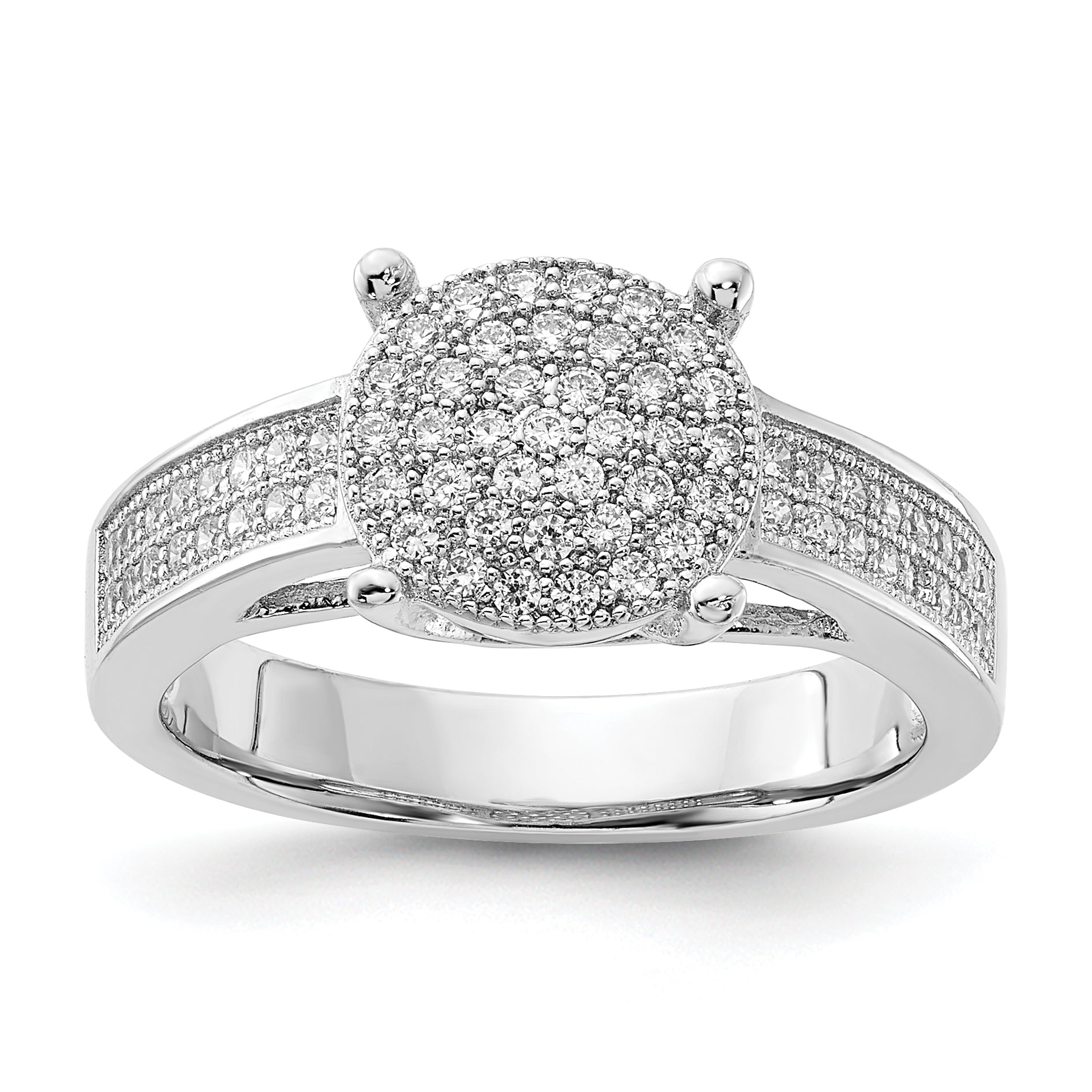 Sterling Silver Polished Micro Pav‚ CZ Center Circle Ring Main image
